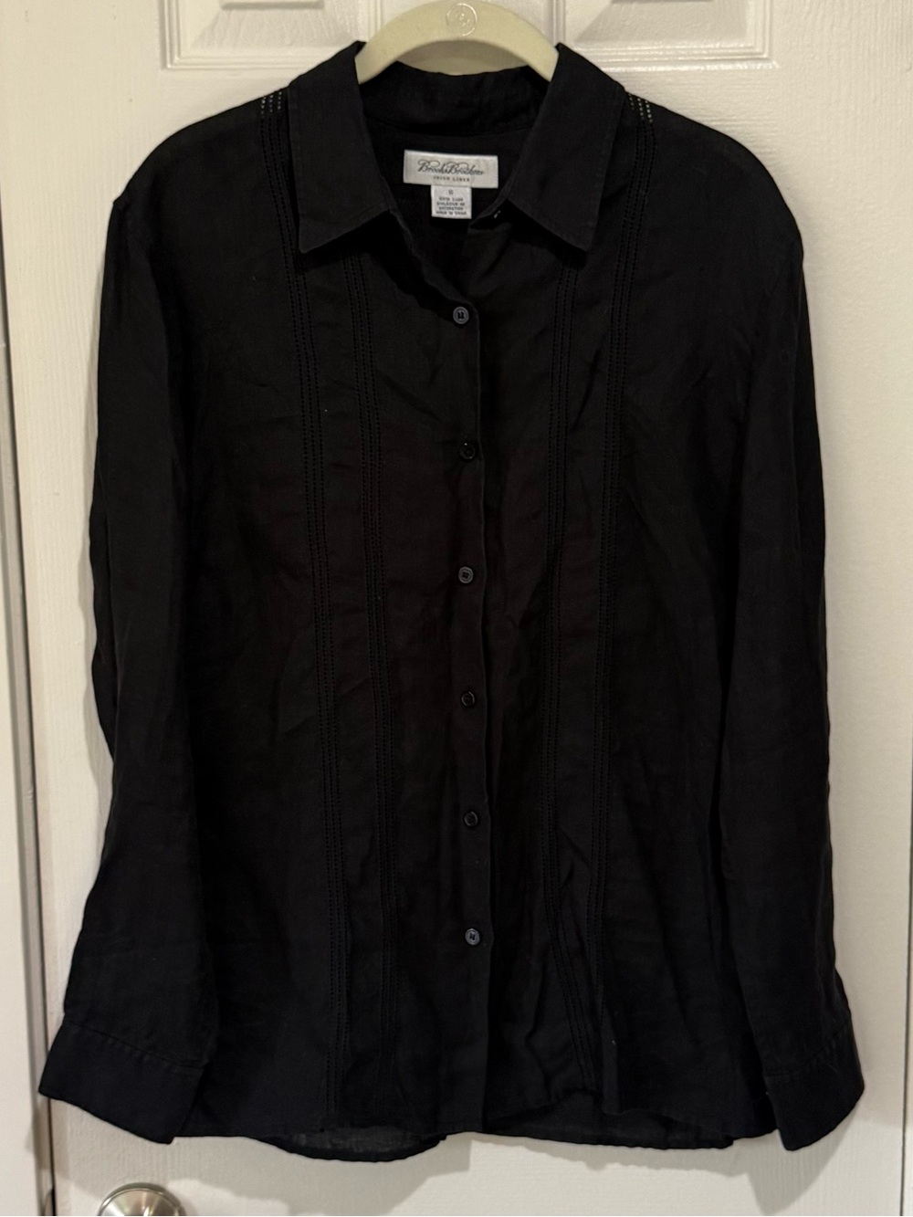 Brooks Brothers Black Long-Sleeve Dress Shirt 100% Irish linen